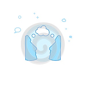 Like-minded Persons Flat Vector Illustration, Icon. Light Blue Monochrome Design. Editable Stroke