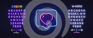 Like neon on blue background. Social media app. Neon heart. Vector isolated icon