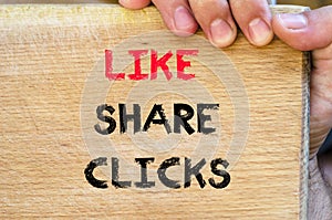 Like share clicks text concept