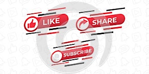 Like, Share, Comment, Subscribe and share icon button vector illustration. Set of social media button or icon vector illustration