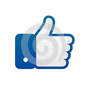 Like sign for social media. Thumb up. Hand gesture isolated on white background. Hand thumb up or like sign. Vector