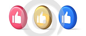 Like thumb up approve rating button confirmation cool website networking 3d circle icon