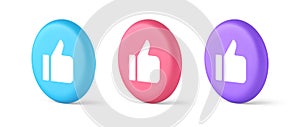 Like thumb up approve rating button confirmation cool website networking 3d isometric circle icon