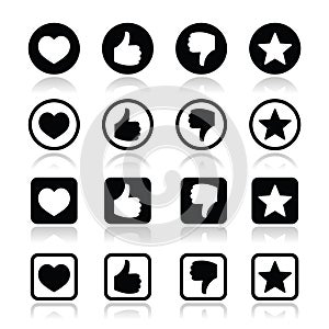 Like thumb up, love, favorite icons set