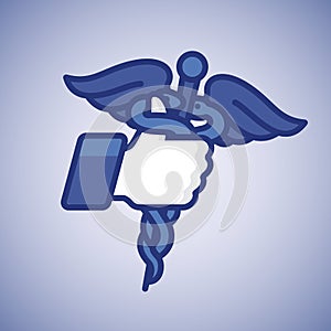 Like/Thumbs Up icon with caduceus medical symbol