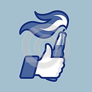 Like/Thumbs Up symbol icon with Molotov cocktail photo