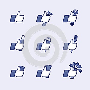 Like/Thumbs Up symbol icons with daily activities