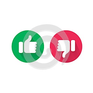 Like and unlike thumb up and down vector icons