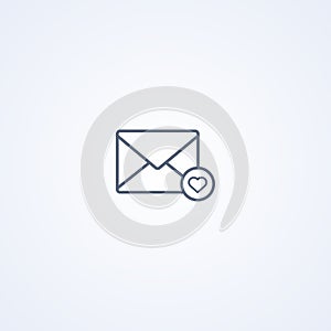 Liked envelope, vector best gray line icon