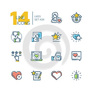 Likes - set of line design style icons