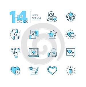 Likes - set of line design style icons