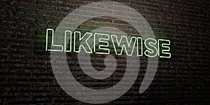 LIKEWISE -Realistic Neon Sign on Brick Wall background - 3D rendered royalty free stock image