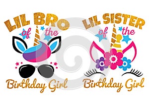 Lil sister of the birthday girl, modern graphic typography t shirt design