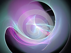 Lilac abstract glowing fractal with circular lines and waves