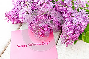 Lilac bouquet with Happy Mothers Day card