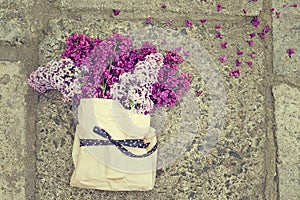 Lilac Bouquet in a paper bag tied with a beautiful ribbon