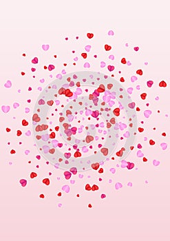 Lilac Heart Background Pink Vector. Isolated Texture Confetti. Violet Wallpaper Pattern. Fond Heart Cute Frame.