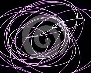 Lilac lines on a black background abstract shapes circle