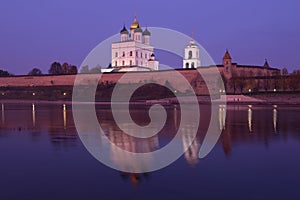 October evening at the ancient Pskov Kremlin. Pskov, Russia