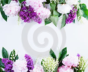 Lilac, pink peonies and lilly of the walley