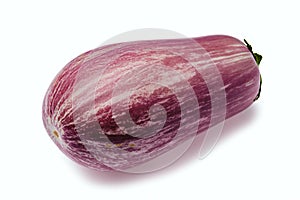 Lilac striped eggplant isolated on white