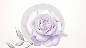 Lilac Watercolor Painting Of A White Rose With Exquisite Detail photo