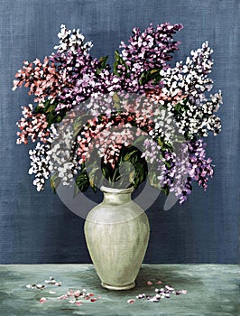 Lilac in a white amphora photo