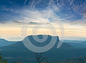 Lilienstein is a highly distinctive mountain in Saxon Switzerland