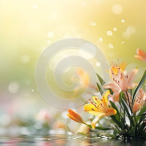 Lilies flowers on blure background