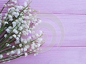 Lilies of the valley on pink wooden romance spring flowers fragrant