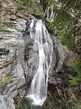 Lillaz waterfall in the Gran Paradiso National Park