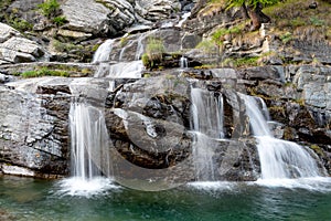 Lillaz Waterfall near Cogne in Valle dâ€™Aosta, Italy