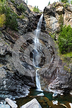 Lillaz Waterfall near Cogne in Valle dâ€™Aosta, Italy