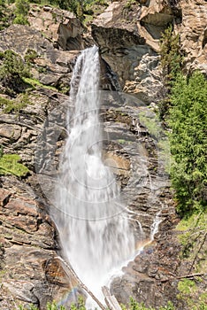 Lillaz waterfalls near Cogne, Gran Paradiso national park, Aosta Valley in the Alps Italy