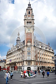 LILLE: Chamber of commerce in Lille in a summer day under the cloud sky