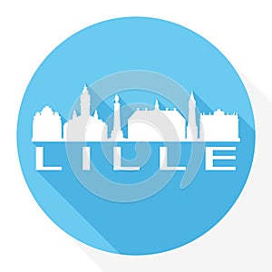 Lille France Flat Icon Skyline Silhouette Design City Vector Art Logo.