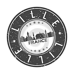 Lille France Round Stamp Icon Skyline City Design badge.