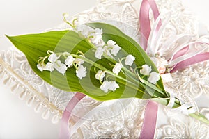 Lillies on wedding pillow