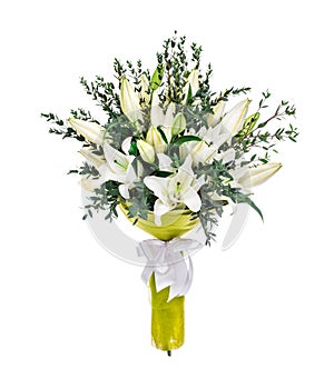 Lilly bouquet on white background