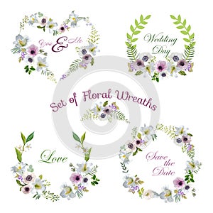 Lily and Anemone Flowers Floral Wreaths Banners and Tags