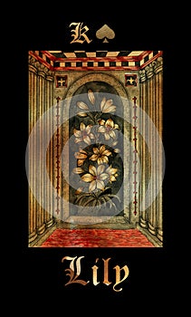 Lily. Card of Lenormand oracle deck Gothic Mysteries