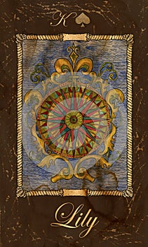 Lily. Card of Old Marine Lenormand Oracle deck.