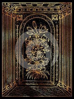 Lily flower. Mystic wiccan concept for Lenormand oracle tarot card.