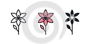 Lily icon. Garden flowers isolated vector icons