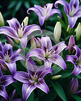 Lily Lilium is a genus of plants in the Liliaceae. Perennial herbs equipped with bulbs. Purple lilac graceful flower