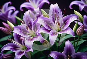 Lily Lilium is a genus of plants in the Liliaceae. Perennial herbs equipped with bulbs. Purple lilac graceful flower