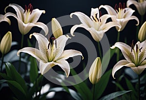 Lily Lilium is a genus of plants in the Liliaceae. Perennial herbs equipped with bulbs. White graceful flower petals