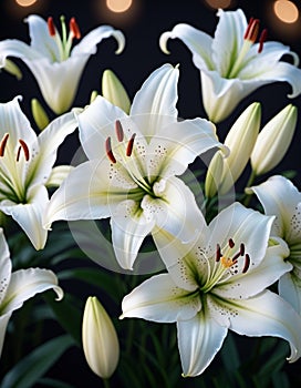 Lily Lilium is a genus of plants in the Liliaceae. Perennial herbs equipped with bulbs. White graceful flower petals