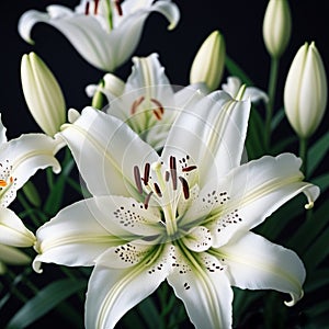 Lily Lilium is a genus of plants in the Liliaceae. Perennial herbs equipped with bulbs. White graceful flower petals
