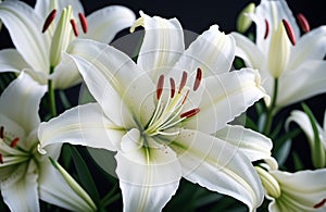 Lily Lilium is a genus of plants in the Liliaceae. Perennial herbs equipped with bulbs. White graceful flower petals